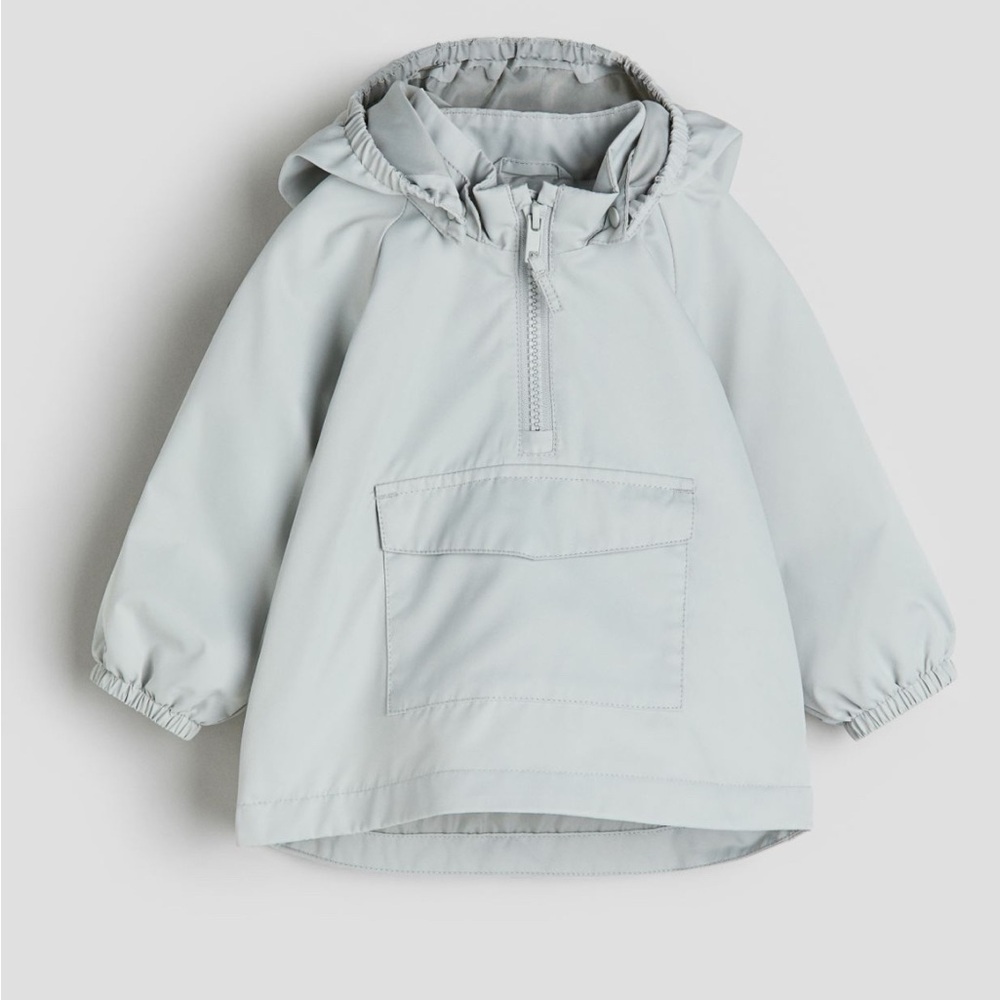 Sz 18 months Anorak H&M pull over mid zipper twill light dusty green long sleeve